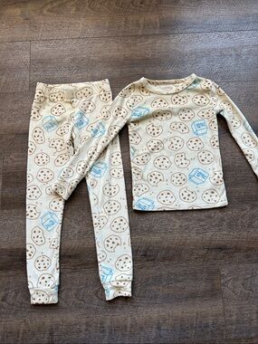 💕3/$20 Cream Kids Cookie & Milk Pajama Set - Long Sleeve Two-Piece